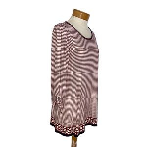 NWT Max Studio Tunic Top S Red Blue White Geometric Print Tie Sleeve Boho Chic